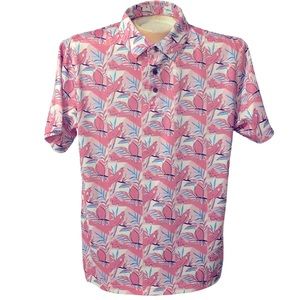 Perry Ellis Nicklause eco choice pink toucan mens‎ short sleeve golf polo medium